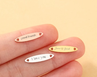 Custom Engraved Connector Charm, 925 Sterling Silver Custom Tag, Personalied Connector for Jewelry
