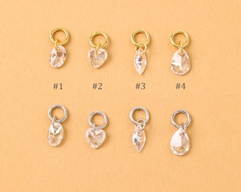 Tiny Cubic Zirconia Charm, 925 Sterling Silver Charm, Jewelry Making