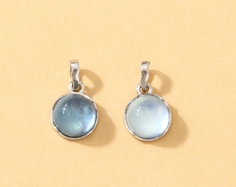 Natural Aquamarine Charm, 925 Sterling Silver Natural Stone Pendant, Jewelry Making