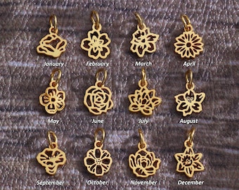 Ciondolo a forma di fiore in argento Sterling con mese di nascita, ciondolo a forma di fiore, ciondolo a forma di fiore S925, ciondolo a forma di fiore di nascita, ciondolo per forniture per la creazione di gioielli