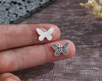 Colgante de mariposa de plata de ley texturizada, colgante de insecto