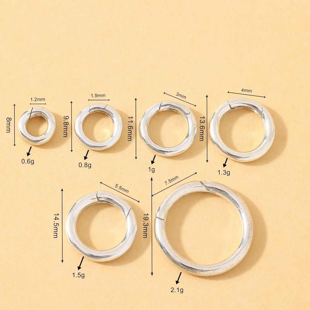 925 Sterling Silver Push Clasp, Round Carabiner Clasp, Spring Clasp for ...