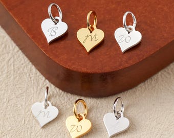 925 Sterling Silver Heart Letter Charm, Heart Charm, Letter Charm, Initial Charm, 26 Alphabet Letter Charms, Personalized Heart Pendant