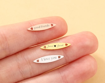 Custom Engraved Tag Connector, 925 Sterling Silvder Custom Connector Charm, Personalized Tag Charm for Jewelry