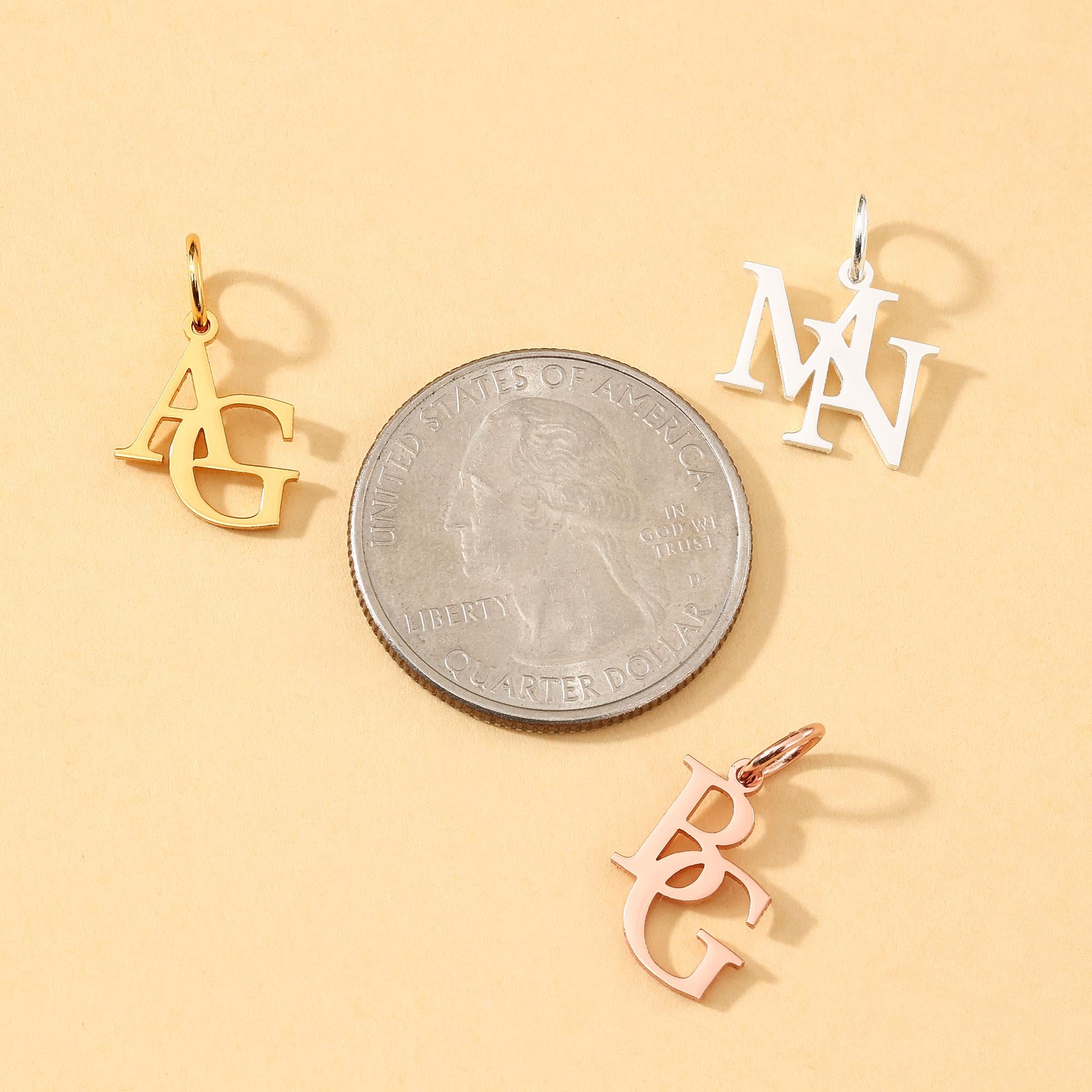 Custom Letter Charm, 925 Sterling Silver Double Letter Pendant, DIY ...