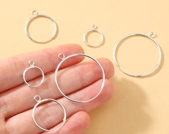 Aros de plata de ley con aro, joyería DIY (13 mm, 20 mm, 30 mm)