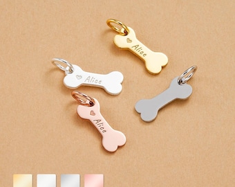 925 Sterling Silver Custom Dog Bone Charm, Personalized Pet Jewelry
