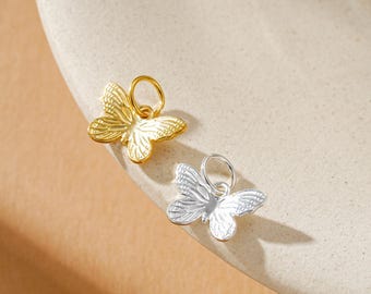 925 Sterling Silver Textured  Butterfly Charm, DIY Jewelry Making