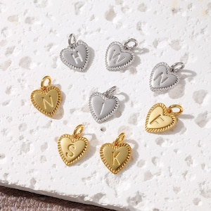 Dije de letra de corazón de plata de ley, dije de corazón, dije de letra, dije de inicial, 26 dijes de letras del alfabeto, colgante de corazón personalizado
