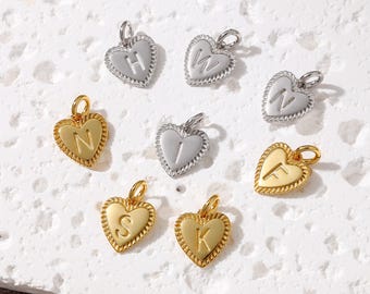 Sterling Silver Heart Letter Charm, Heart Charm, Letter Charm, Initial Charm, 26 Alphabet Letter Charms,  Personalized Heart Pendant