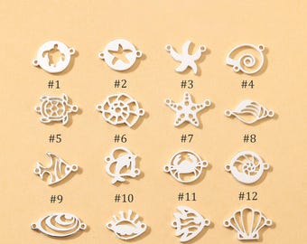 スターリングシルバーの海洋生物コネクタチャーム、海のジュエリー、DIYジュエリー作り