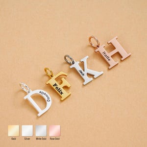 Personalized 925 Sterling Silver Letter Charm A-Z, Custom Engraved Name Initial Alphabet Necklace & Bracelet Charms, Jewelry Making Supplies