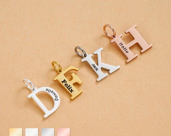 925 Sterling Silver Letter Charm, Custom Engraved Name Initial Charm, Personalized  Jewelry