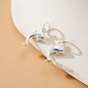 925 Sterling Silver Dolphin Charm, Silver Dolphin Charm, Tiny Dolphin Charm, Sea Animal Charm, Bracelet Charm, Necklace Charm
