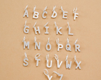 925 Sterling Silver Initial Letter Charm, Minimalist Alphabet Letter Charm, Personalized Jewelry Charm, Letter Charm for Jewelry