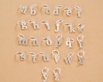 925 Sterling Silver Lowercase Letters Charms, Personalized Alphabet, Bracelet Necklace Jewelry Making, Gift For Jewelry Maker