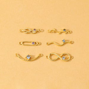 925 Sterling Silver Custom Birthstone Connector Charm, Double Loop Link, Inlaid Birthstone, DIY Bracelet Necklace Jewelry Making Findings
