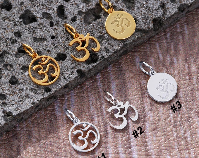 925 Sterling Silver Yoga Om Charm, Meditation Jewelry Finding