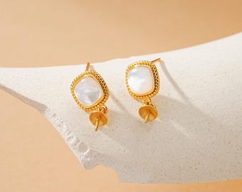 Vergoldete Sterling Silber Perle Ohrring Posts mit Pin Cup, Ohrring Zubehör