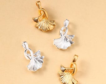 925 Sterling Silver Ginkgo Leaf Charms, Tiny Ginkgo Leaf Charm, Autumn Charm, Charm for Jewelry Making