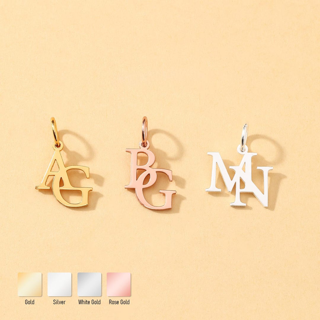 Custom Letter Charm, 925 Sterling Silver Double Letter Pendant, DIY ...