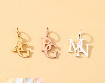 Custom Letter Charm, 925 Sterling Silver Double Letter Pendant, DIY Jewelry Making