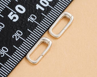 925 Sterling Silver Rectangle Spring Clasp, Bracelet Clasp, Necklace Clasp, Spring Push Gate, Carabiner Lock Connector for Jewelry Making