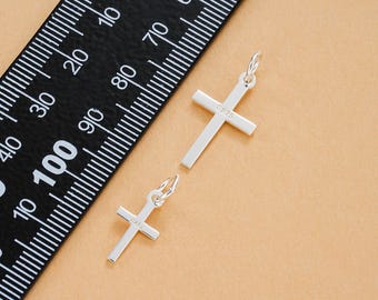 925 Sterling Silver Cross Charm, Christian Pendant for Necklace or Bracelet, Faith Jewelry DIY Accessories, Catholic Jewelry, Baptism Gift