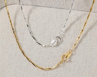 925 Sterling Silver Melon Seed Chain Necklace, Melon Seed Bar Chain, Melon Seed Chain Link Necklace, Twisted Bar Necklace, Jewelry Findings