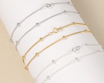 925スターリングシルバーサテライトチェーン、ネックレスブレスレットチェーン、DIYジュエリー金具