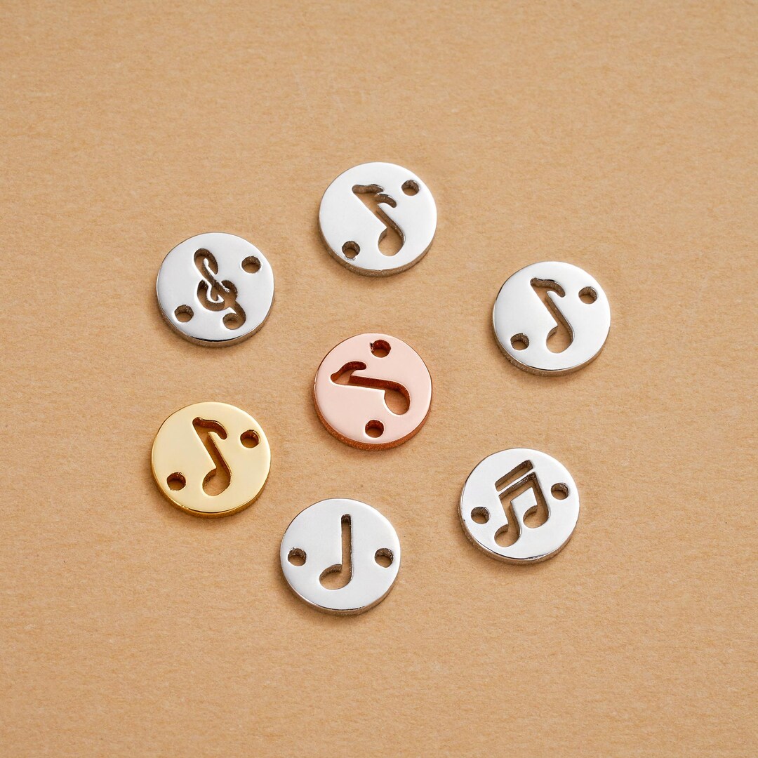 925 Sterling Silver Musical Note Connector Charm, Coin Musical Note ...