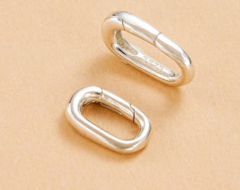 925 Sterling Silver Oval Spring Clasp, Carabiner Lock Connector, Bracelet Clasp, Spring Push Gate for DIY Necklace, Jewelry Making Supplies