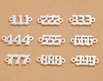925 Sterling Silver Angel Number Connector, Tiny Lucky Number Connector Charm, Permanent Jewelry