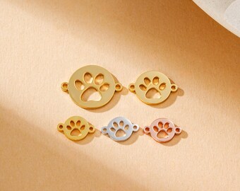 Cat Claw Connector, 925 Sterling Silver Cat Paw Print Charms, Pet Claw Connector Charm