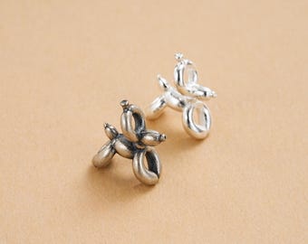 925 Sterling Silver Balloon Dog Charm, Cute Animal Pendant for Halloween Fall Jewelry Making, Quirky DIY Necklace Bracelet Charm
