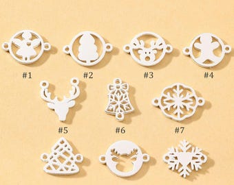 925 Sterling Silver Christmas Connector Charms, Holiday Jewelry Making