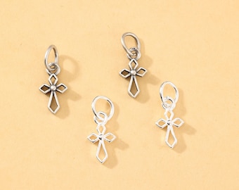 925 Sterling Silver Cross Charm, Hollow Cross Pendant, Silver Religious Charm, Jewelry Supplies