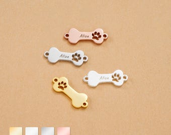 925 Sterling Silber benutzerdefinierte Hundeknochen Verbinder Charme, Hunde-Liebhaber Schmuck Charme, personalisierte Hundeknochen Charme