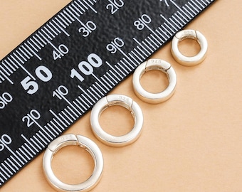 925 Sterling Silver Flat Round Push Gate Clasp, Round Carabiner Clasp, Jewelry Making