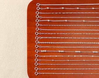 925 Sterling Silver Necklace Bracelet Chain, Silver Chain Necklace Bracelet, Satellite Paperclip Figure Bar Starburst Necklace Bracelet