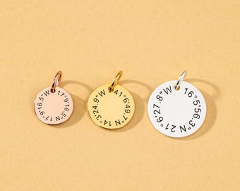 Custom Coordinate Charm, 925 Sterling Silver Coordinate Charm, Long-Distance Relationship Charm for Jewelry Making