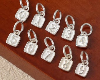 925 Sterling Silver Number Charm, Number Pendant, Personalized Jewelry Findings