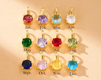 925 Sterling Silver Birthstone Pendant, Gold Plated Birth Month Stone Pendant, Birthmonth Pendant, Personalized Birth Month Jewelry