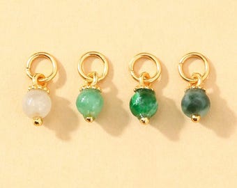 Jadeite Pendant, 925 Sterling Silver Jadeite Charm, Tiny Nstural Stone for Jewelry Making