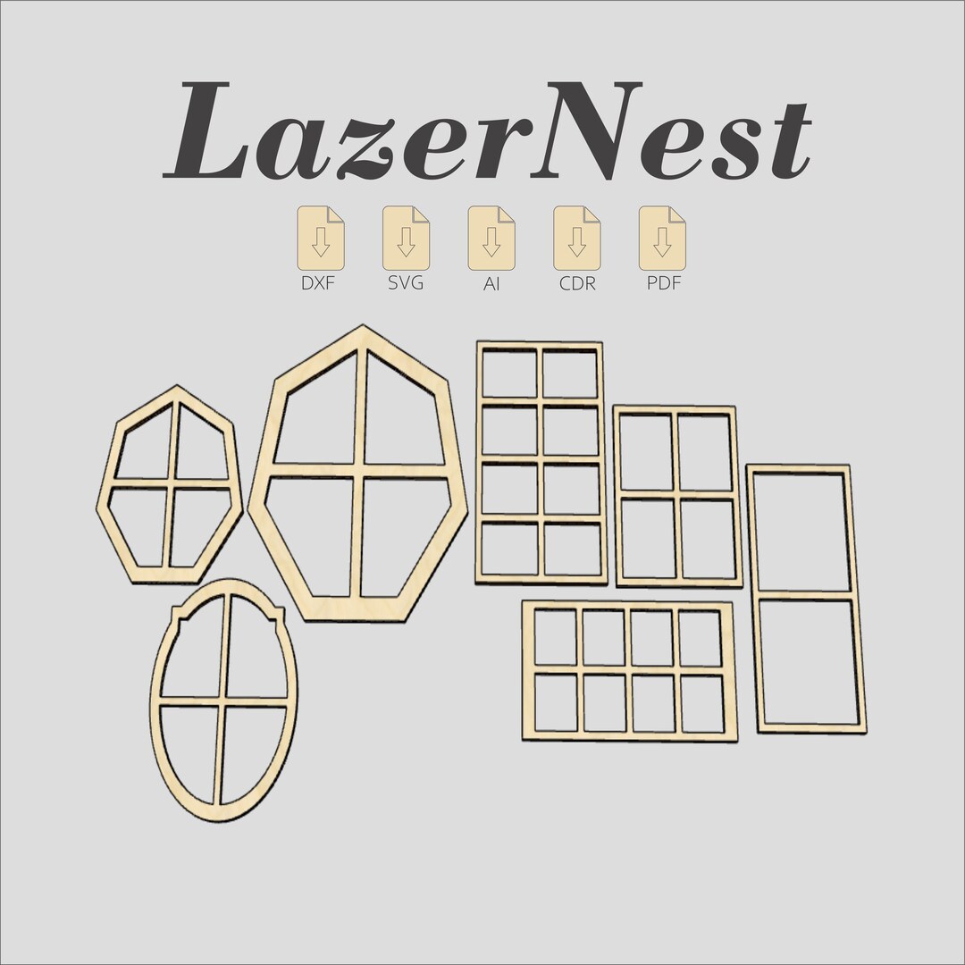 Miniature Window Frames SVG, Laser Cut Files Dxf,dollhouse Windows for ...