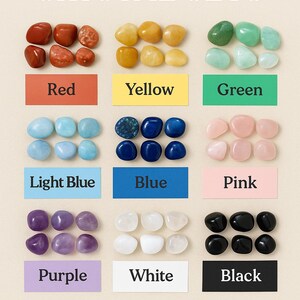 Juegos de cristales para principiantes por color: etiquetados e incluye tarjeta de propiedades de los cristales (¡Lea la descripción!)