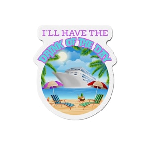Cruise Magnets, Drink of the Day Magnet, Magnet for Cruise Lovers, Vacation Vibes, Cruise Magnet Tropical Drink Magnet