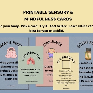 Sensory Diet and Mindfulness Activity Cards: Calm and Focus Tools (A4 PDF Downloadable)
