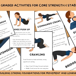 Core Strengthening Exercise Cards for Kids | Graded Occupational Therapy Pack