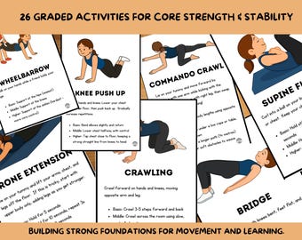 Core Strengthening Exercise Cards for Kids | Graded Occupational Therapy Pack